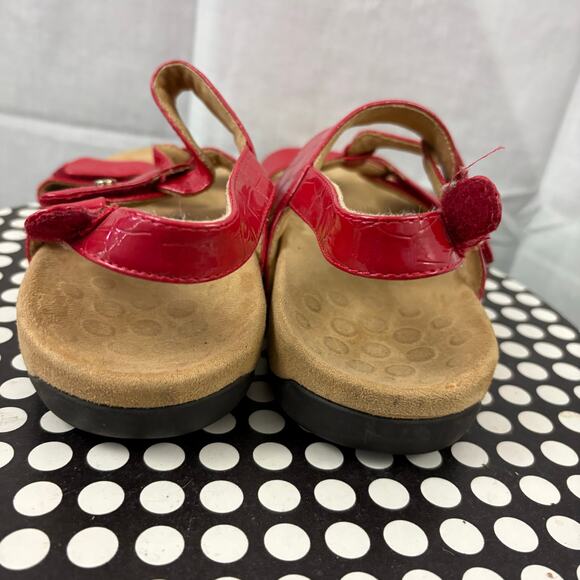 VIONIC Rest Paros Red Croc Strappy Back Strap Sandals Flat Orthaheel Women's 9M - Picture 5 of 7